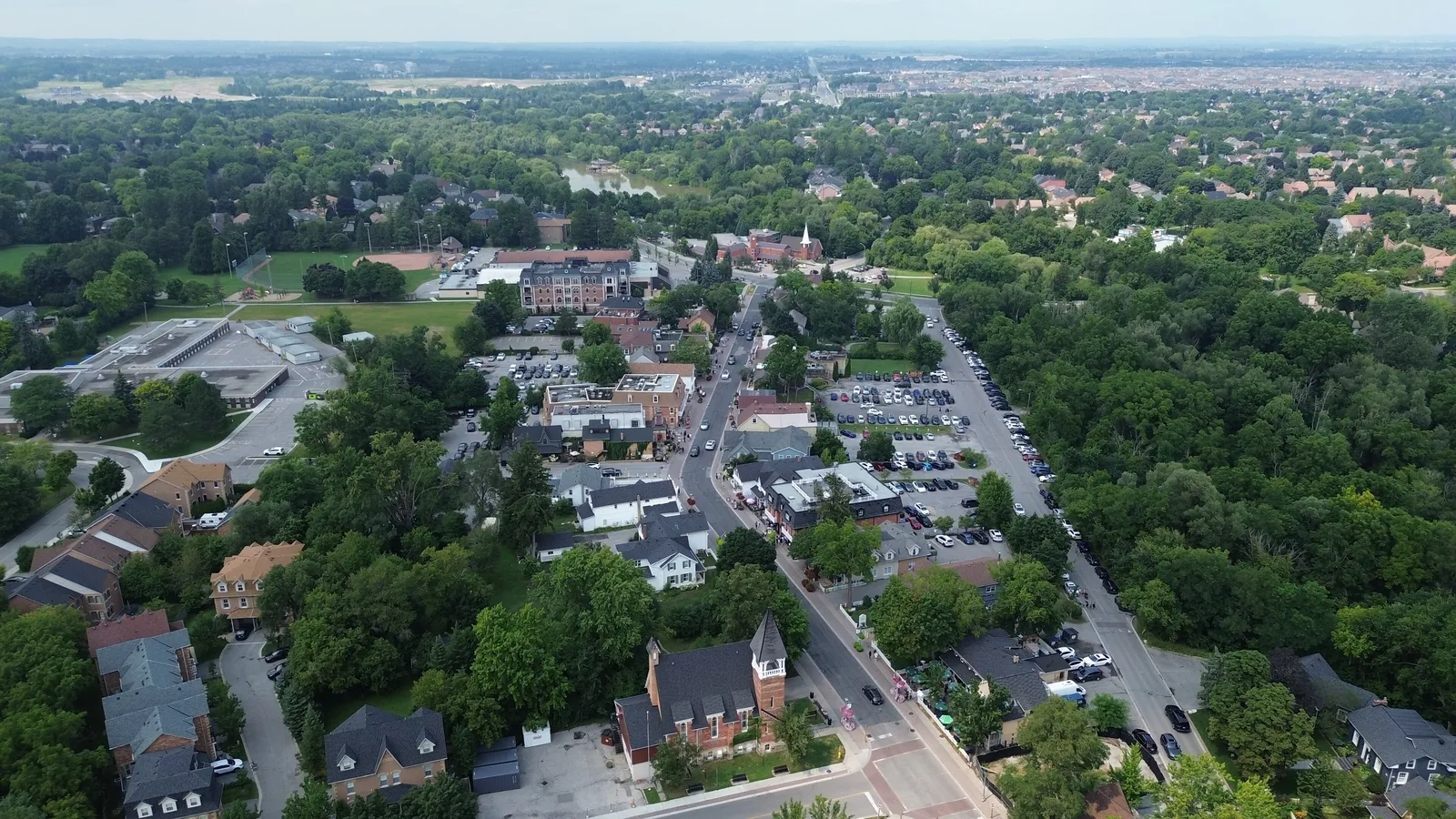 Aerial view of Main Street Unionville in Markham